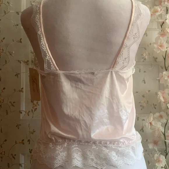 vintage 80’s lace trim pink camisole size S - Picture 4 of 6